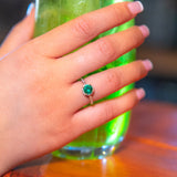 9ct Yellow Gold Created Emerald and Diamond Halo Ring