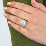 9ct Yellow Gold Double Halo Pear and Channel Zirconia Ring