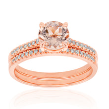 Load image into Gallery viewer, 9ct Rose Gold 1.20ct Morganite Round and Diamond 2 Ring Bridal Set