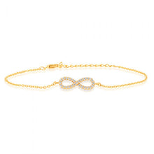 Load image into Gallery viewer, 9ct Yellow Gold &quot;Everlasting Love&quot; 19cm Zirconia Infinity Bracelet