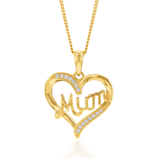 9ct Gold 'i Love You Mum' Pendant in White | Prouds
