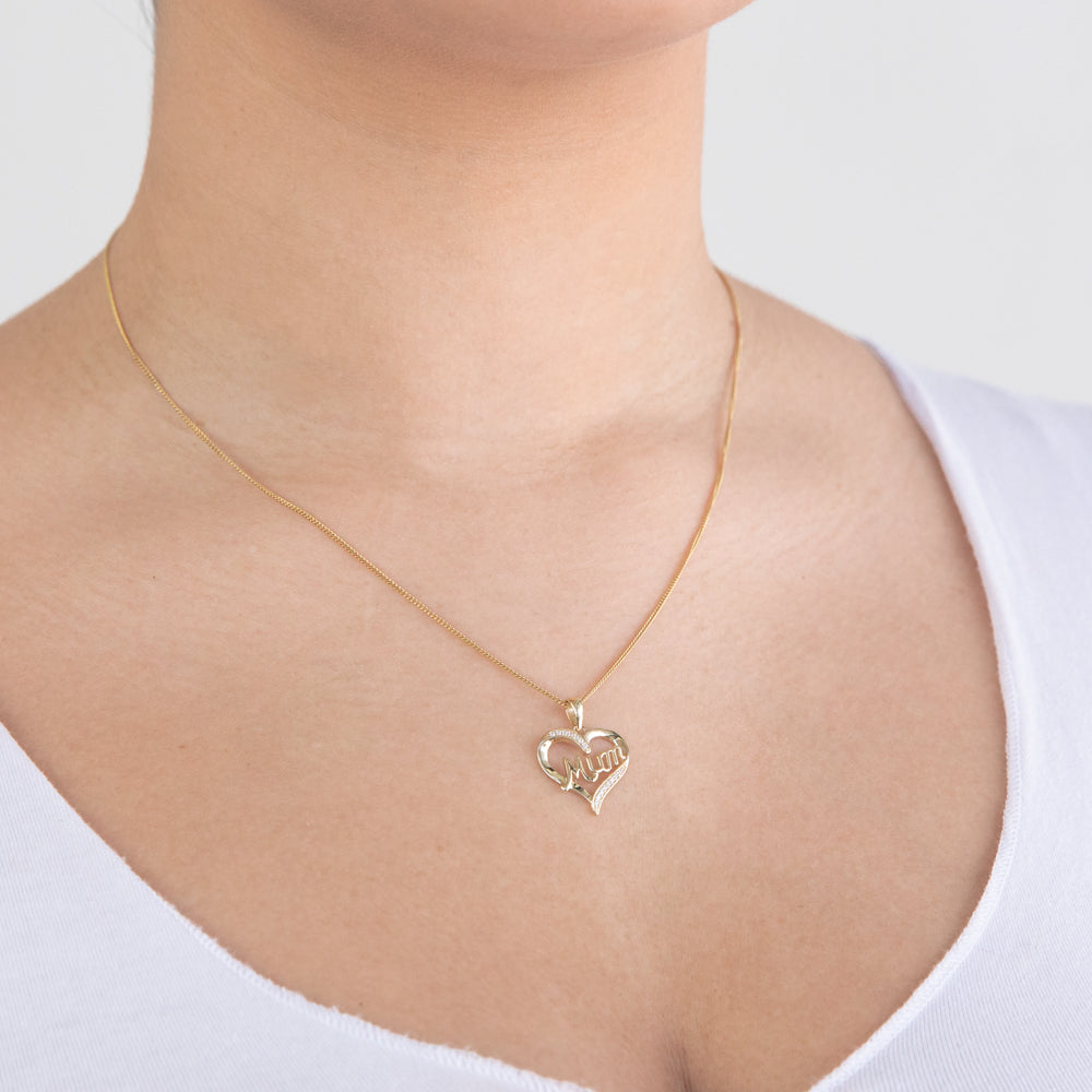 Vintage 9ct Gold Mum Heart Pendant Necklace - Etsy Norway