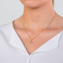 Load image into Gallery viewer, 9ct Yellow Gold Initial A Zirconia Pendant
