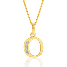 Load image into Gallery viewer, 9ct Yellow Gold Initial O Zirconia Pendant