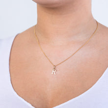 Load image into Gallery viewer, 9ct Yellow Gold Initial R Zirconia Pendant
