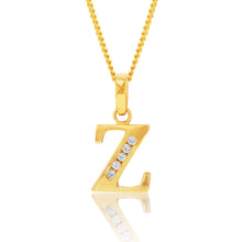Load image into Gallery viewer, 9ct Yellow Gold Initial Z Zirconia Pendant