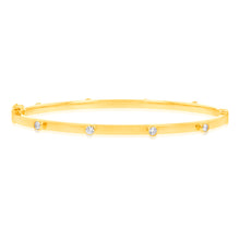 Load image into Gallery viewer, 9ct Yellow Gold Zirconia Hinged Bangle