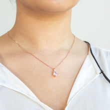 Load image into Gallery viewer, 9ct Rose Gold Created Peach Sapphire and Diamond Cushion Cut Pendant