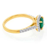 18ct Yellow Gold Natural Emerald and Diamond Ring