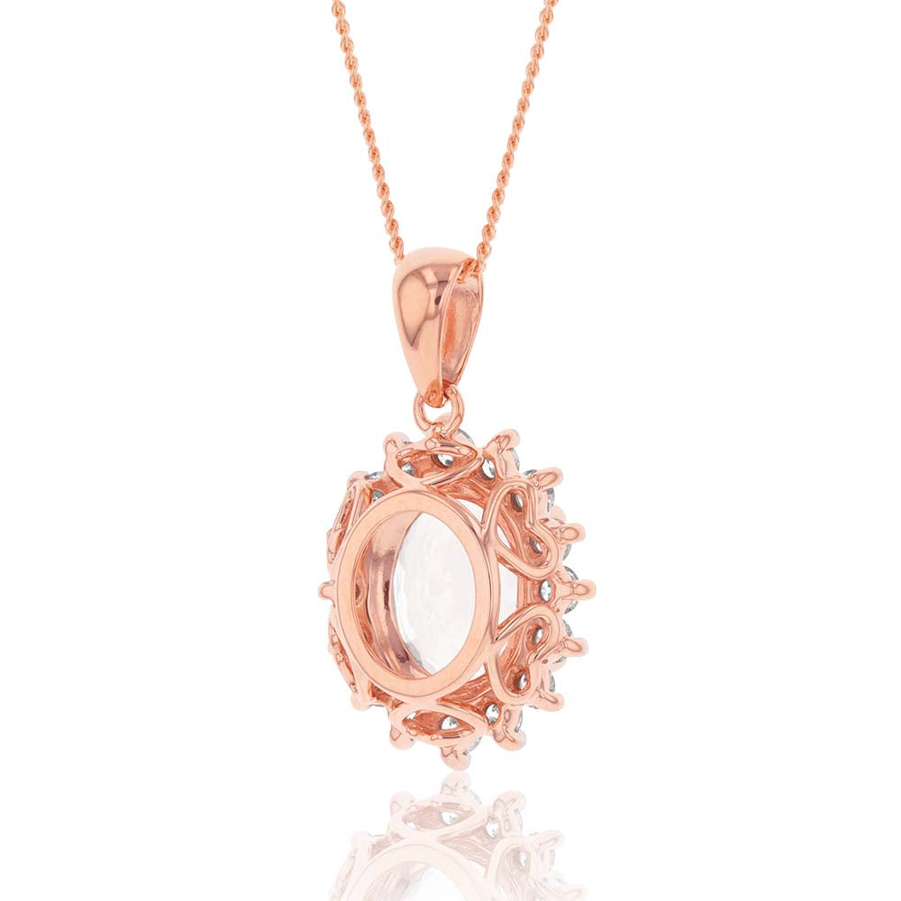 9ct Rose Gold 2.30ct Morganite and Diamond Pendant on 45cm 9ct Rose Gold Chain