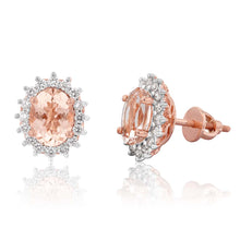 Load image into Gallery viewer, 9ct Rose Gold 1.20ct Morganite and Diamond Studs Earrings