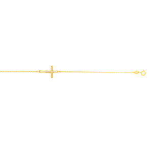 Cubic Zirconia 18.4cm Cross Bracelet in 9ct Yellow Gold