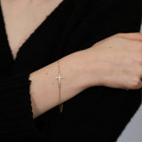 Cubic Zirconia 18.4cm Cross Bracelet in 9ct Yellow Gold