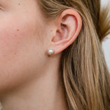 9ct Yellow Gold Fresh Water Pearl And Cubic Zirconia Stud Earrings
