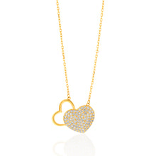 Load image into Gallery viewer, 9ct Yellow Gold Cubic Zirconia On Heart Pendant On 43.2cm Chain