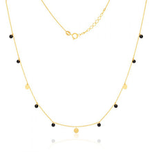 Load image into Gallery viewer, 9ct Yellow Gold Black Zirconia and Gold Disc Charm 41.90cm Chain