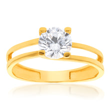 Load image into Gallery viewer, 9ct Yellow Gold Cubic Zirconia 4 Claw Ring