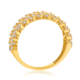 Cubic Zirconia Fancy Mesh Ring in 9ct Yellow Gold