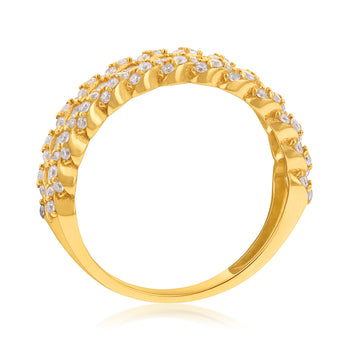 Cubic Zirconia Fancy Mesh Ring in 9ct Yellow Gold