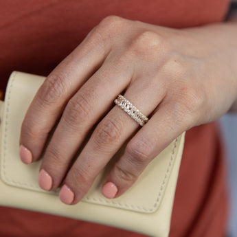 Cubic Zirconia Fancy Mesh Ring in 9ct Yellow Gold