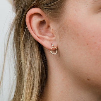 9ct Yellow Gold Zirconia Open Circle Drop Earrings