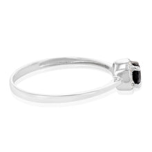 Load image into Gallery viewer, 9ct White Gold Black Zirconia Halo Ring
