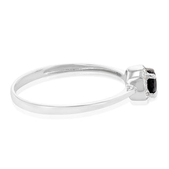 9ct White Gold Black Zirconia Halo Ring
