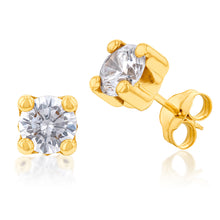 Load image into Gallery viewer, 9ct Yellow Gold 5mm 4 Claw Zirconia Studs