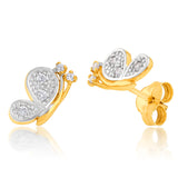 9ct Yellow Gold Zirconia Half Butterfly Studs