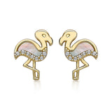 9ct Yellow Gold Mother of Pearl Flamingo Studs