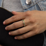 14ct Yellow Gold 0.42ct Natural Emerald and Diamond Fancy Channel Ring