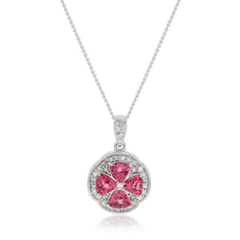 14ct White Gold 0.88ct Pink Tourmaline and Diamond Pendant