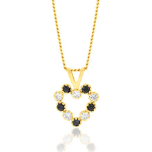 Load image into Gallery viewer, Blue and White Zirconia Heart Pendant in 9ct Yellow Gold