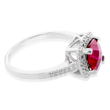 Load image into Gallery viewer, Created Ruby Ring with Diamonds in Sterling Silver
