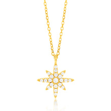 Load image into Gallery viewer, 9ct Yellow Gold Cubic Zirconia Northstar Pendant On 45cm Chain