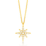 9ct Yellow Gold Cubic Zirconia Northstar Pendant On 45cm Chain