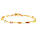 9ct Yellow Gold Multistone Wave 19cm Bracelet