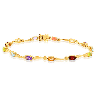 9ct Yellow Gold Multistone Wave 19cm Bracelet
