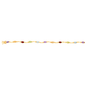 9ct Yellow Gold Multistone Wave 19cm Bracelet