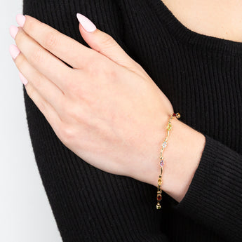 9ct Yellow Gold Multistone Wave 19cm Bracelet
