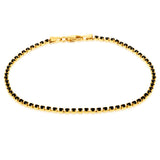 9ct Yellow Gold Brbtn Round Black Cubic Zirconia 19cm Bracelet