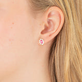 9ct Yellow Gold Red And White Cubic Zirconia Oval Stud Earrings