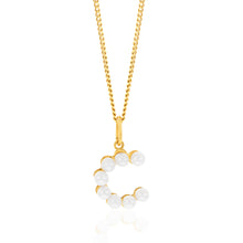 Load image into Gallery viewer, 9ct Yellow Gold Fresh Water Pearl Mini Initial &quot;C&quot; Pendant