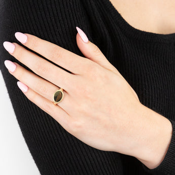 9ct Yellow Gold Oval Rope Edge Signet Ring