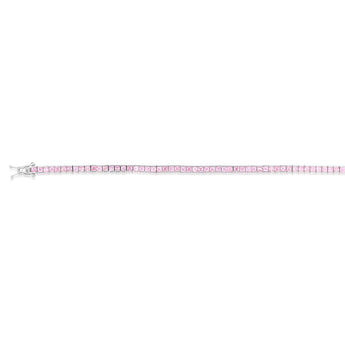 9ct White Gold 2mm Square Pink Cubic Zirconia 19cm Tennis Bracelet