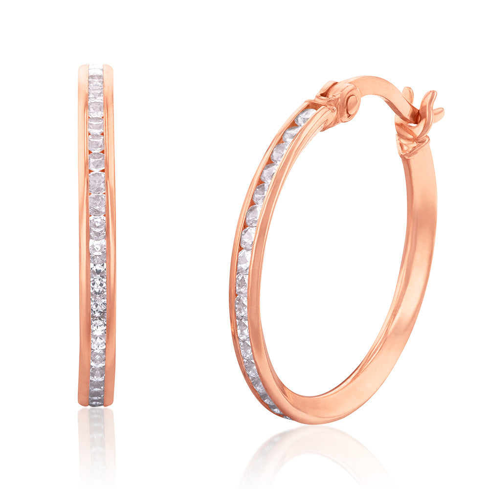 Rose gold cubic shop zirconia hoop earrings