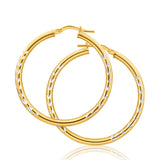 9ct Yellow Gold Silver Filled Dicut 30mm Hoop Earrings