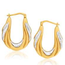 Load image into Gallery viewer, 9ct Yellow Gold Silver Filled Two Tone Fancy Hoop Earrings