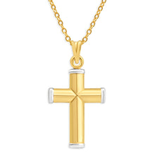 Load image into Gallery viewer, 9ct Yellow Gold Silver Filled Plain Two Tone Cross Pendant