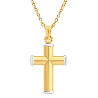 9ct Yellow Gold Silver Filled Plain Two Tone Cross Pendant
